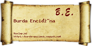 Burda Enciána névjegykártya